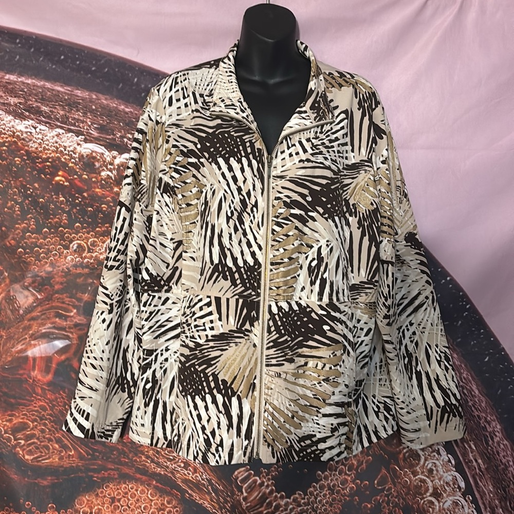 Zenergy Chico’s Women’s full Zip
Up lightweight jacket mock neck leaf
Print - Picture 2 of 6